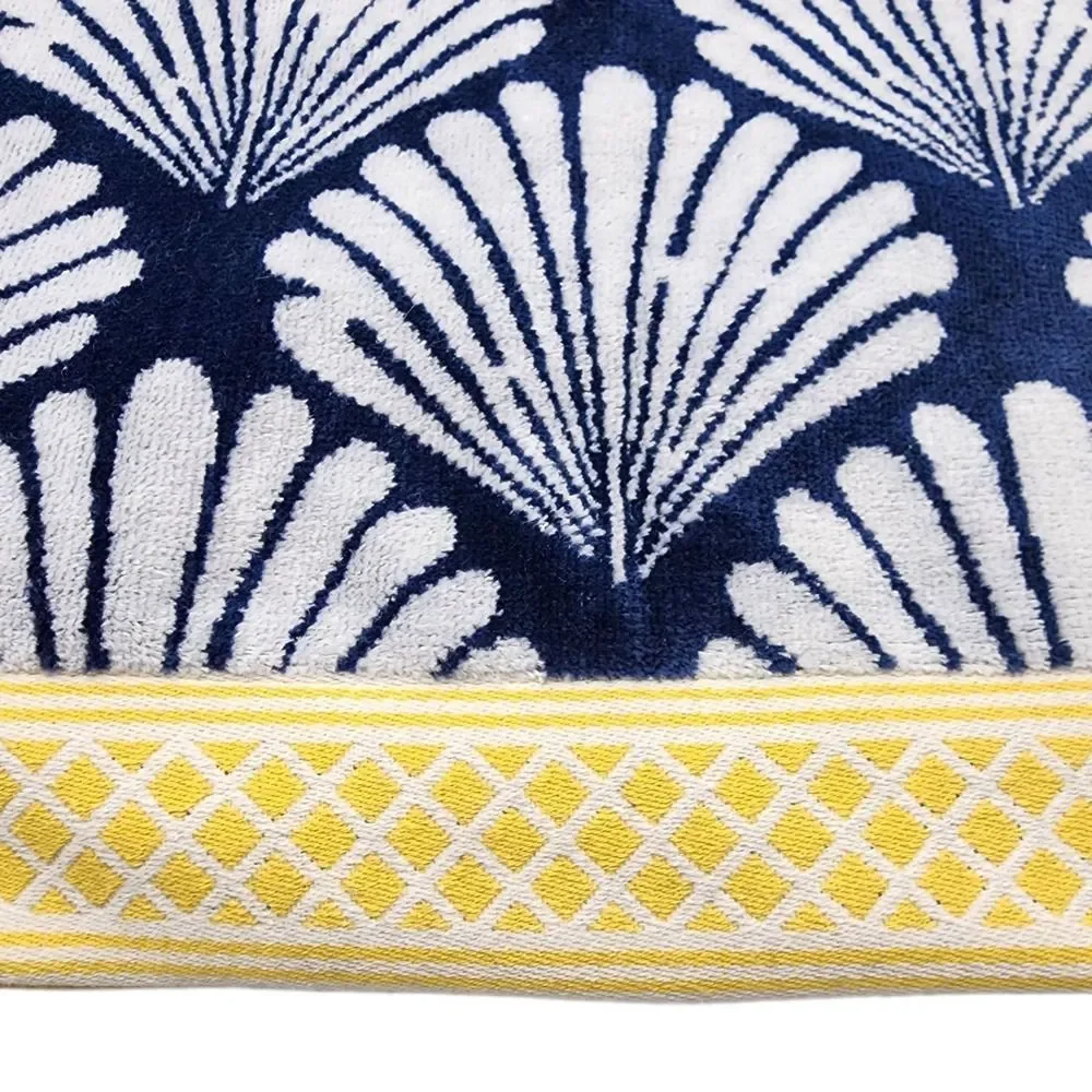 Truly Lou Beach Towel Shannon Shell Blue White Cotton 36x68 Pool Spa Absorbent